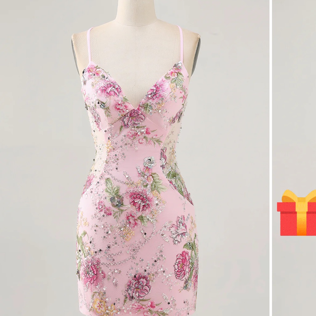 Chic Backless Floral Pink Dress